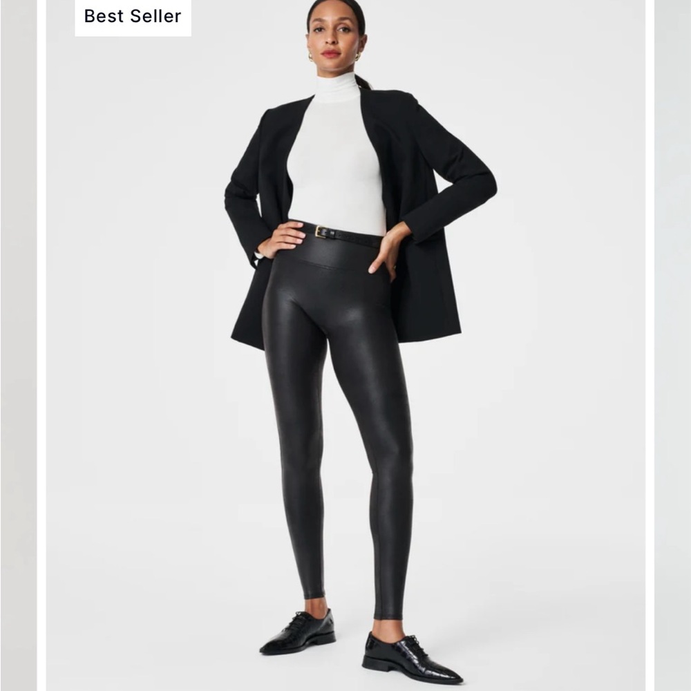 Size Med-black legging. You’ll look at least 10 pounds lighter. B immediately!